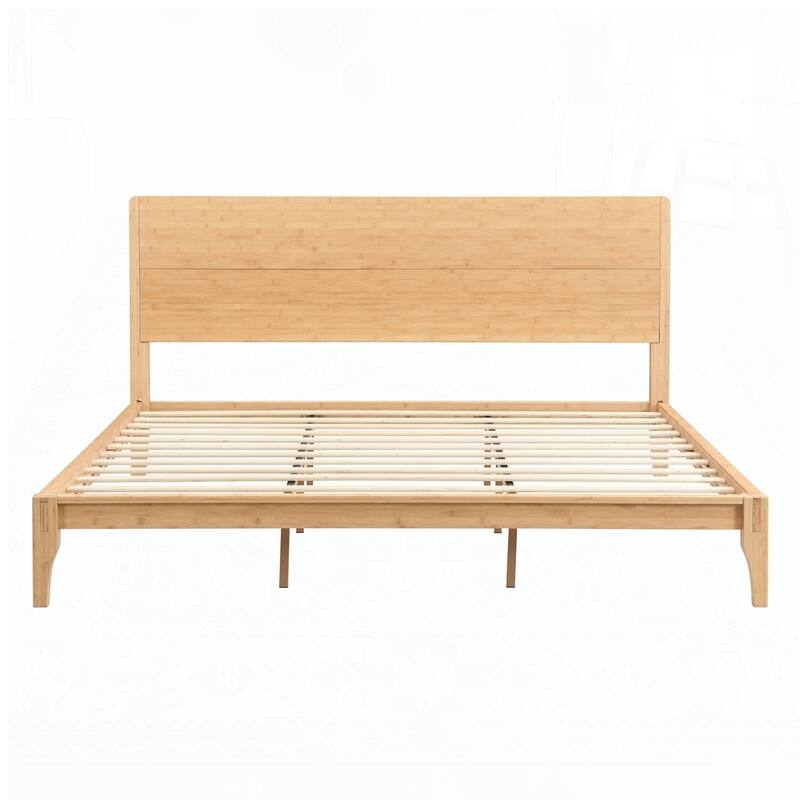 Bamboo Wood Platform Bed with Wood Slat Support