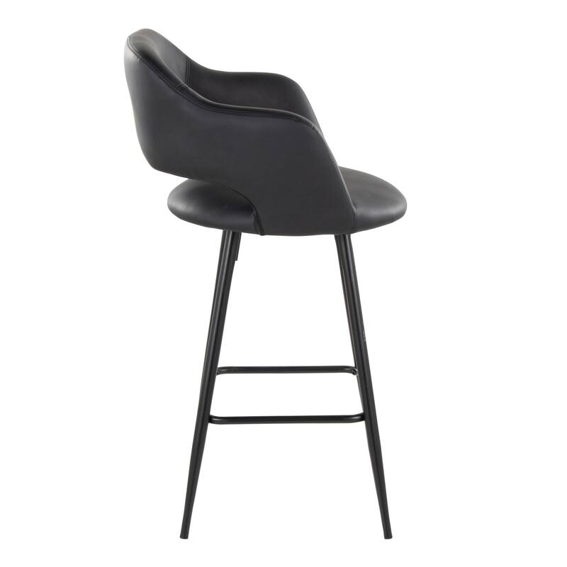 Porch & Den Vallen 26" Fixed-Height Faux Leather Counter Stool with Metal Legs & Square Footrest (Set of 2)