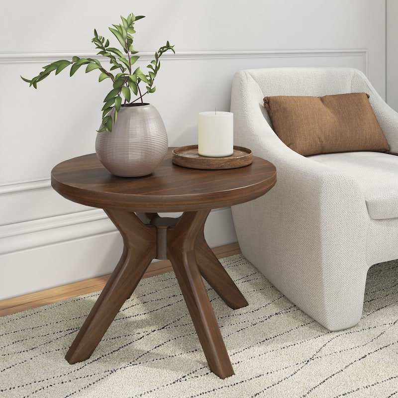 Plank and Beam Verso Round Side Table - 24" - Walnut