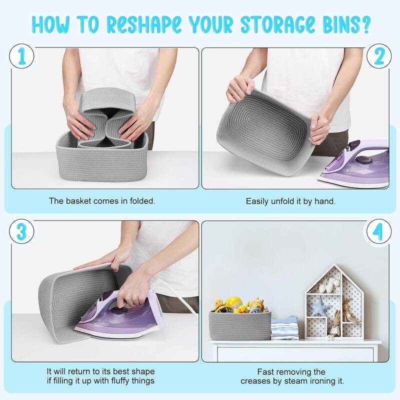 3-Pack Shelf Baskets for Organizing, Storage Baskets, Storage Organizer - 1.5"L x 0.5"W x 1"H
