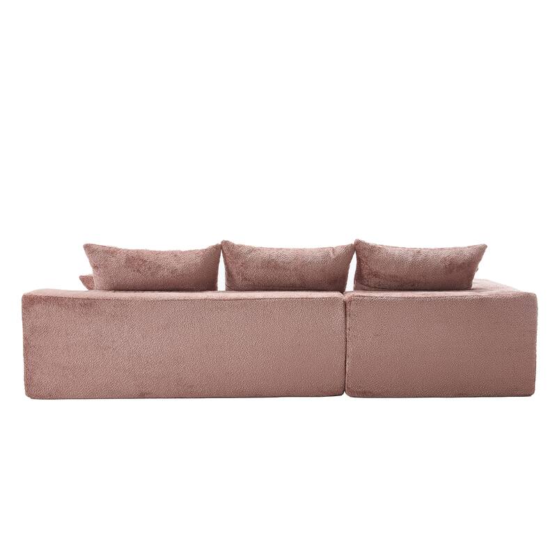 Floor Standing Chaise Lounge Couch L-shape Sectional Sofa with Ottoman