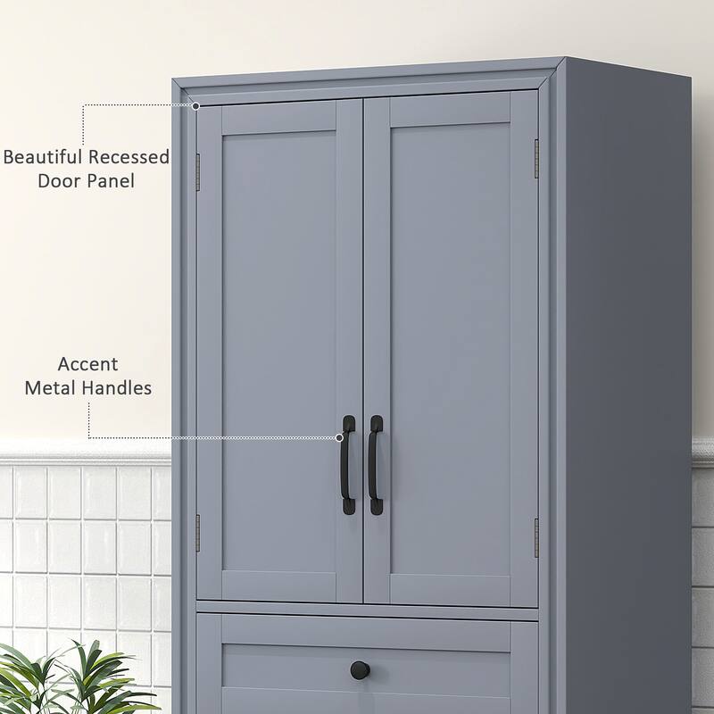 HOMCOM 67" Freestanding Kitchen Pantry, 4-Door Storage Cabinet