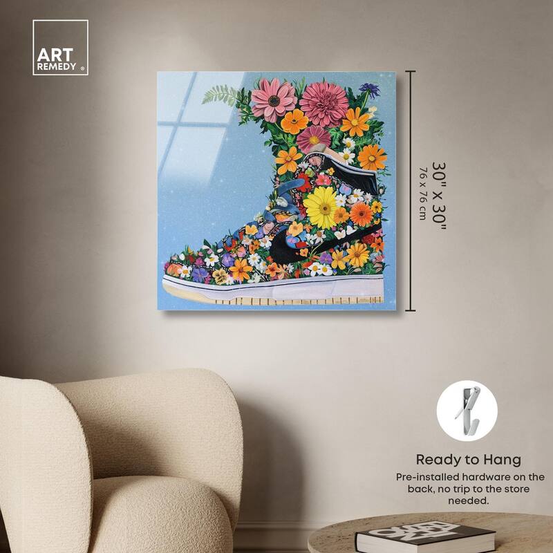 Blooming Floral Sneaker Acrylic by Art Remedy, Ready to Hang
