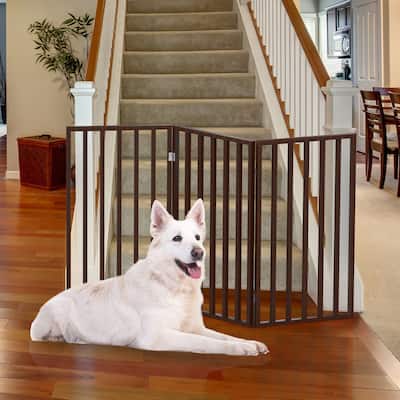 3-Panel Tall Modern Indoor Foldable Dog Gate - 54x32-Inch Wood Freestanding Pet Fence