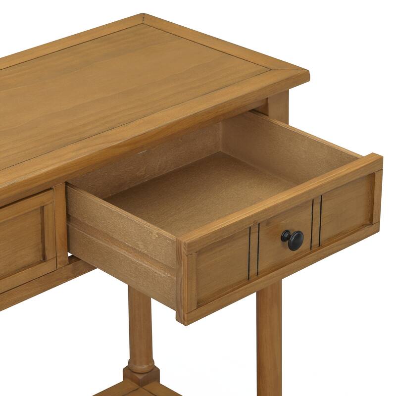 Console Table Traditional Design with Two Drawers and Bottom Shelf