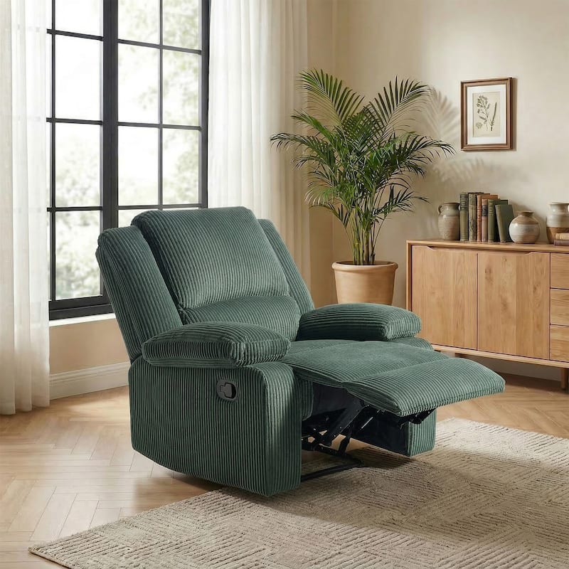 Corduroy Manual Recliner Chair with Footrest