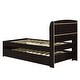preview thumbnail 12 of 13, Twin XL Platform Bed with Storage LED Headboard, Charging Station, Trundle & 2 Drawers, Sturdy Pine Wood Frame, Dark Brown