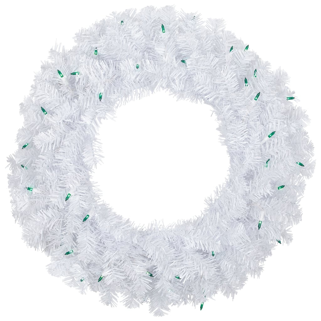 Woodbury White Pine Artificial Christmas Wreath, 24-Inch, Green Lights