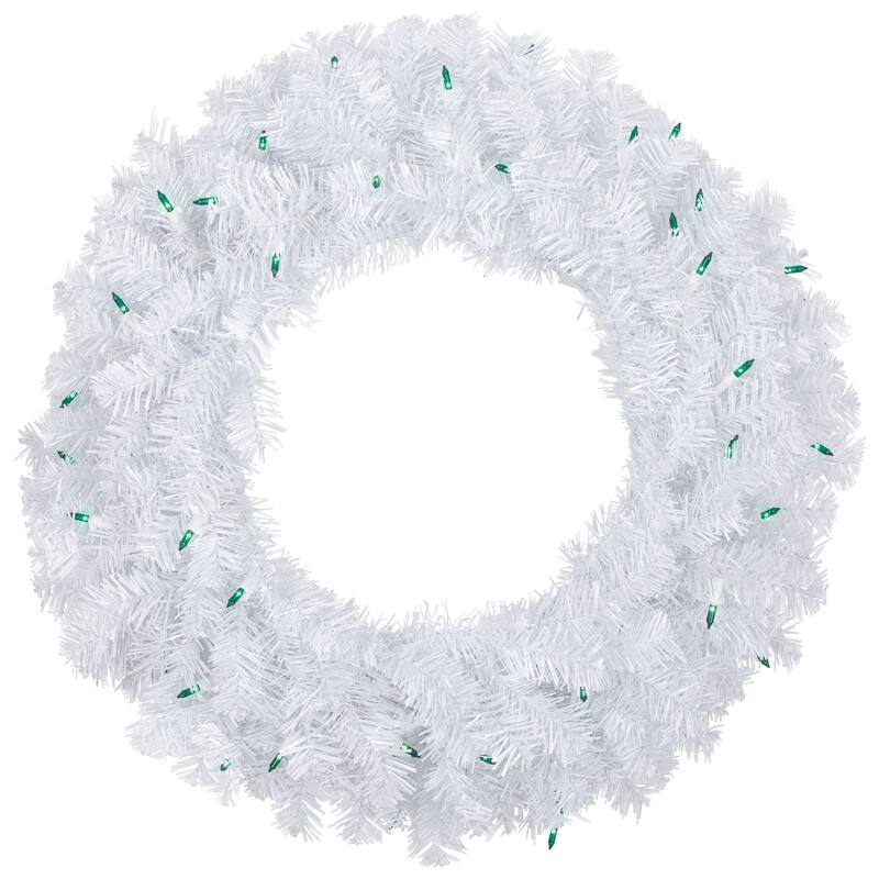 Woodbury White Pine Artificial Christmas Wreath, 24-Inch, Green Lights