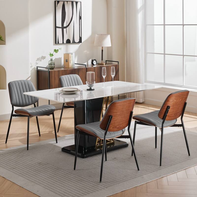 GDFStudio Mid Century Modern Armless Upholstered Dining Chairs with Metal Legs