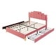preview thumbnail 5 of 7, Pink Velvet LED Upholstered Platform Bed with RGB Lights, Stylish Metal Legs
