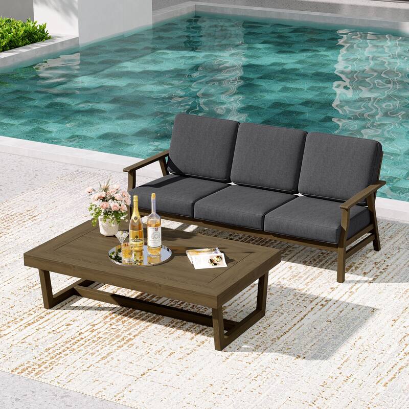 2-Piece Teak Outdoor Sofa Set with Table