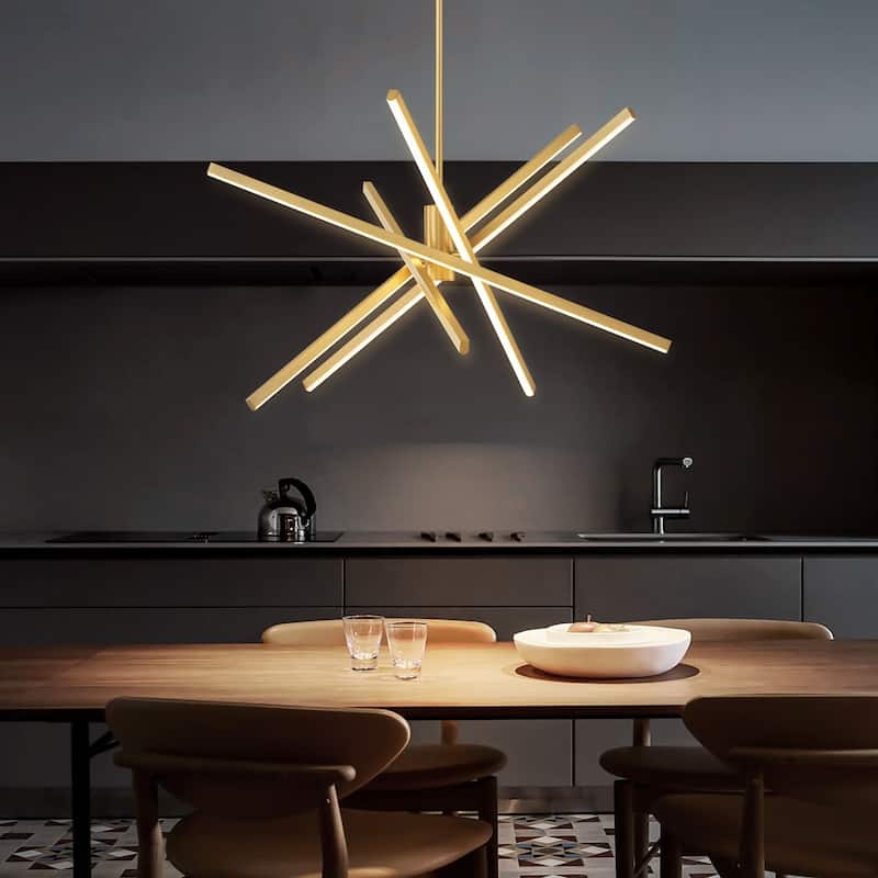 5-Light Modern Sputnik Linear Pendant Lights Integrated LED Kitchen Island Lighting
