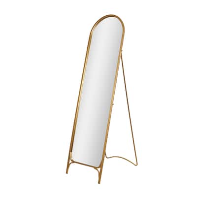 Metal Arched Freestanding Foldable Floor Mirror - Gold - Roche River Decor - 24"W x 18"L x 65"H