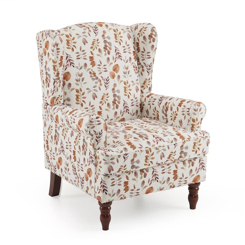 Erommy Modern Accent Chair, High Back Armchair, Upholstered Fabric Button Single Sofa with Wooden Legs for Living Room