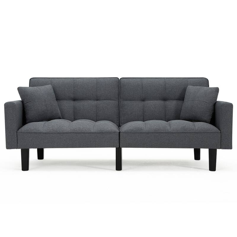AVAWING 74" Modern Tufted Convertible Futon Sofa Bed with 2 Pillows