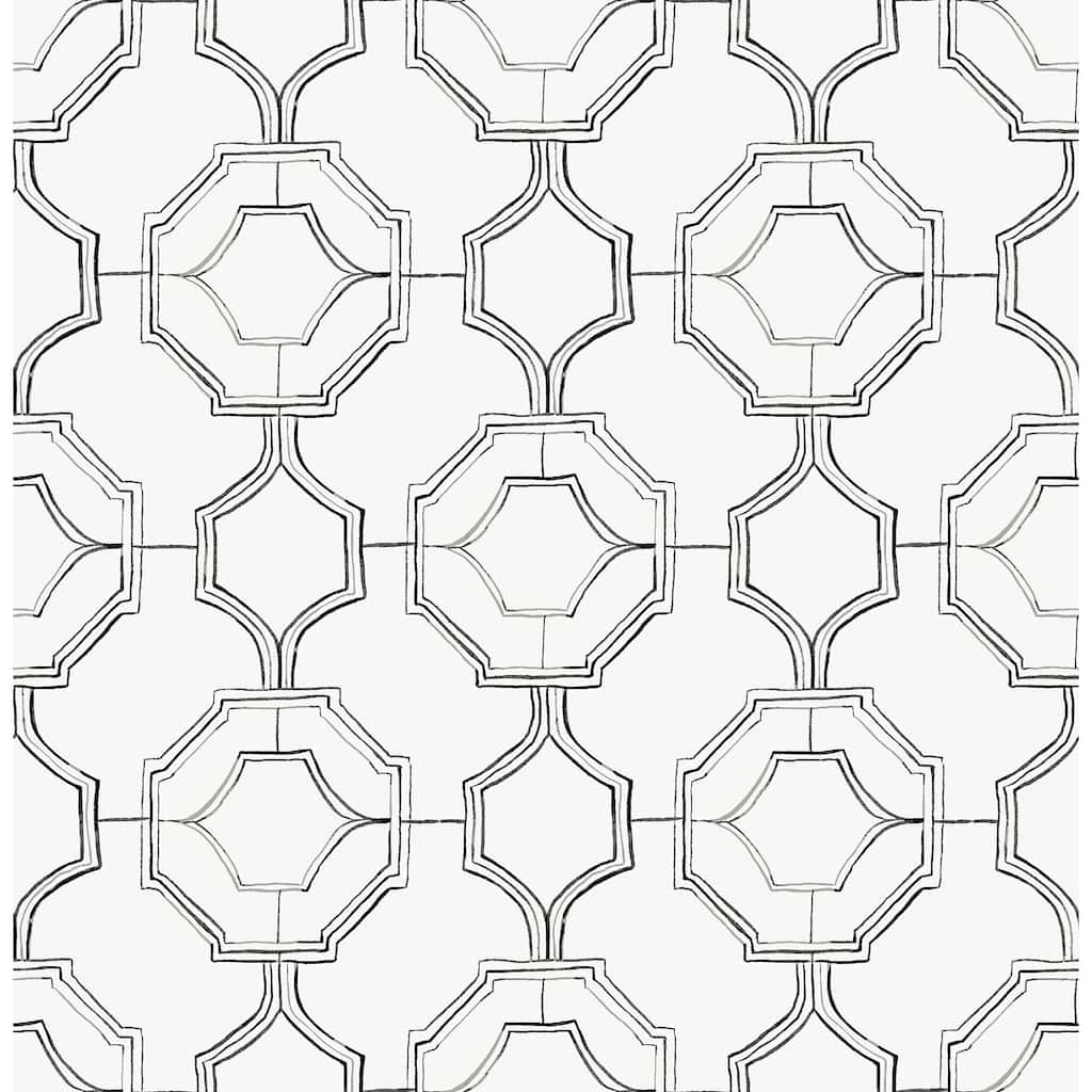A-Street Prints Gallina Charcoal Trellis Wallpaper