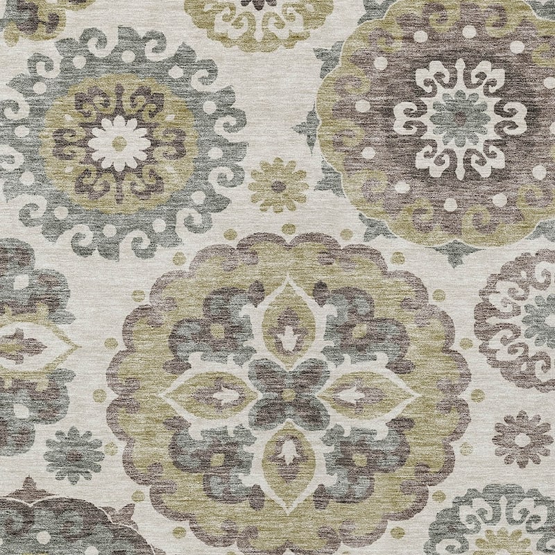 HomeRoots Floral Medallion Transitional Rectangle Outdoor Rug