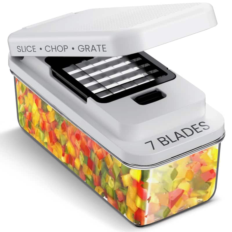 Cheer Collection Vegetable Slicer Chopper With 7 Blades And Container - 7 Blade - 7 Blade