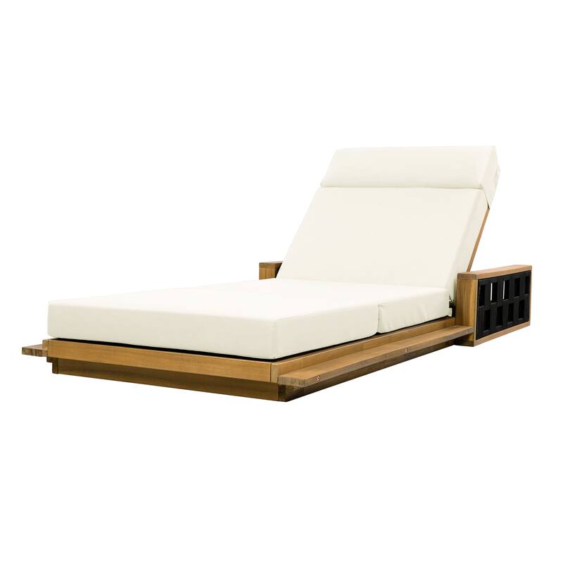 Christopher Knight Home - Modern Outdoor Solid Wood 4-Fold Adjustable Backrest Chaise Lounge with Rope Accents & Foam Cushion