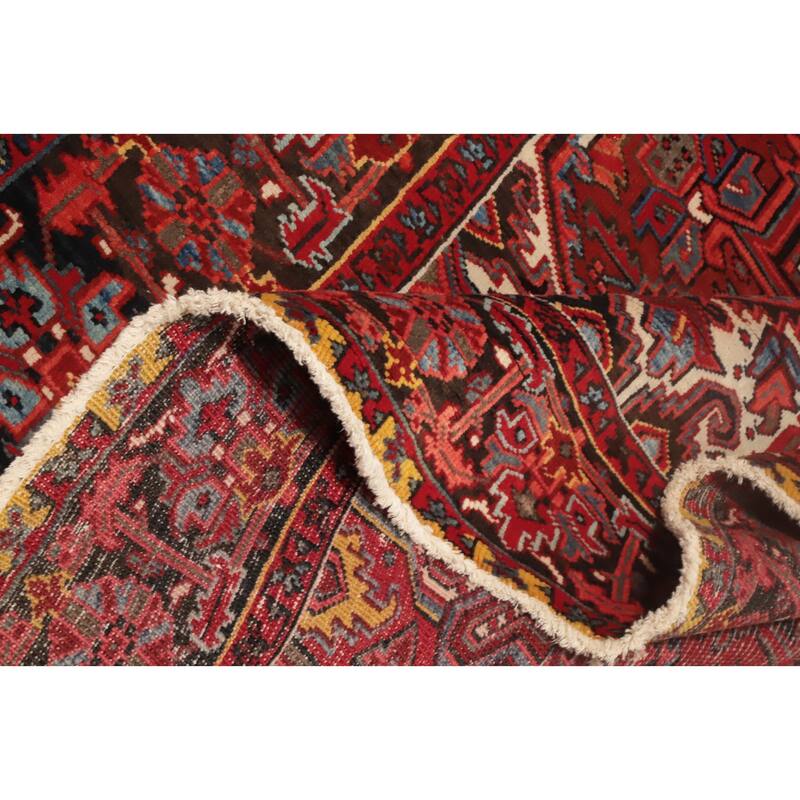Hand Knotted Oriental 100% Wool Carpet Traditional Medallion Red Heriz Area Rug - 9' 3'' X 6' 9''
