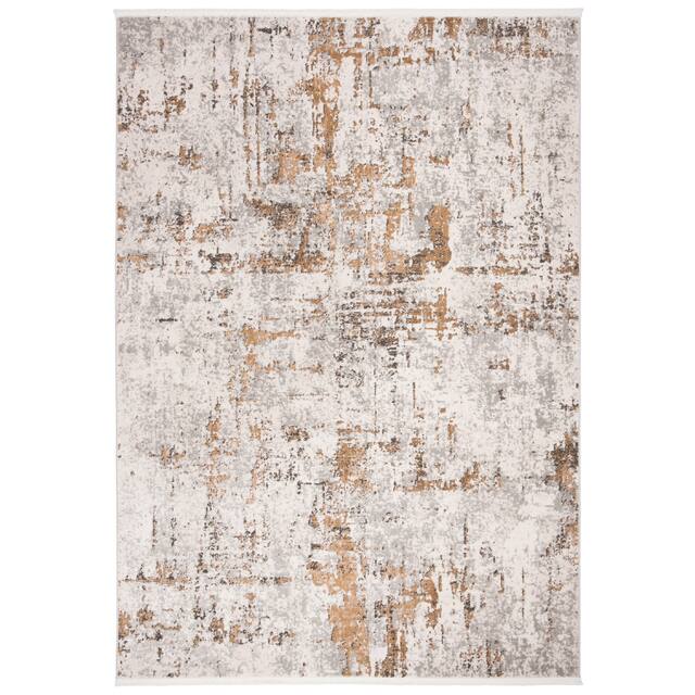 SAFAVIEH Shivan Silke Modern Abstract Rug - 4' Square - Grey/Gold