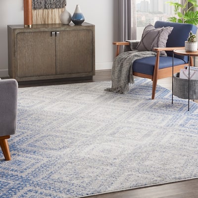 Nourison Whimsicle Boho Distressed Tribal Ivory Blue Area Rug