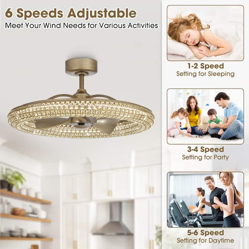 33-in Antique Bronze 3-Blade Crystal LED Ceiling Fan with Remote