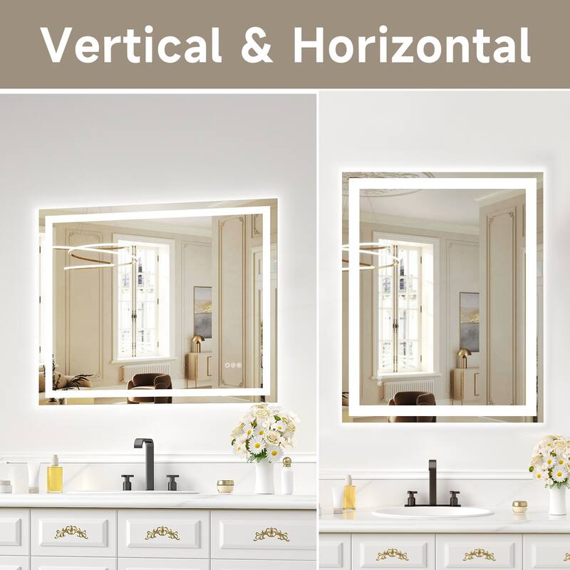 Frameless Tempered MirrorDual LED Light StripsFront and Back Lighting
