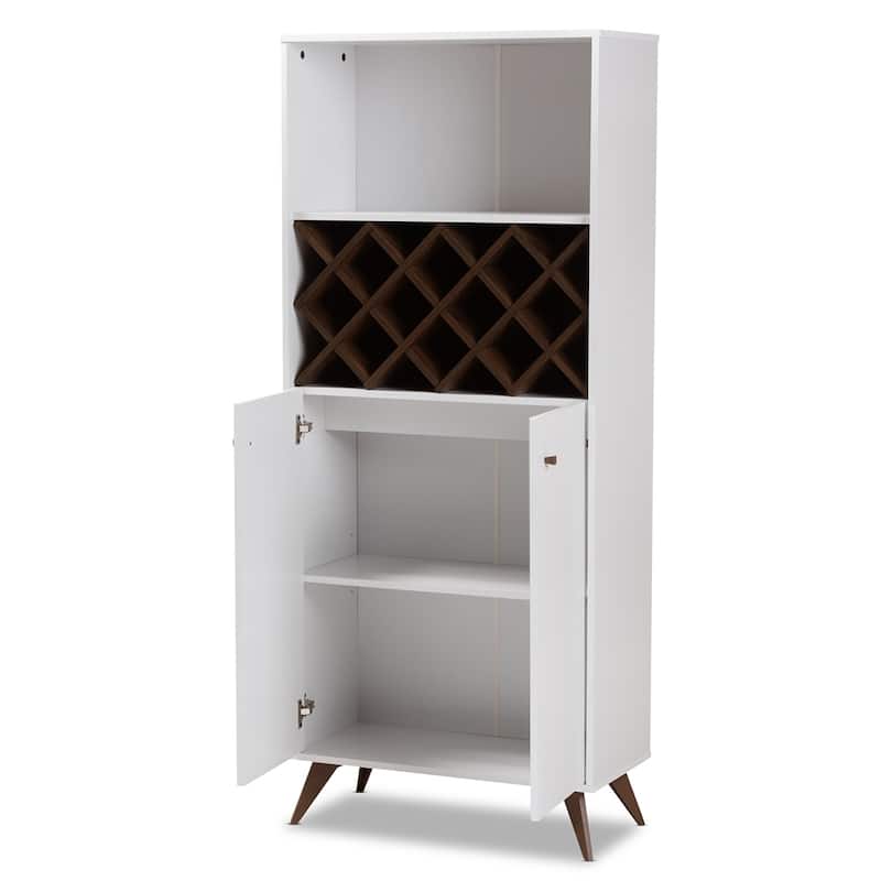 Modern Wine Cabinet with Glass Rack Drawer and Open Shelves - 66.14" High x 27.95" Wide x 13.39" Deep