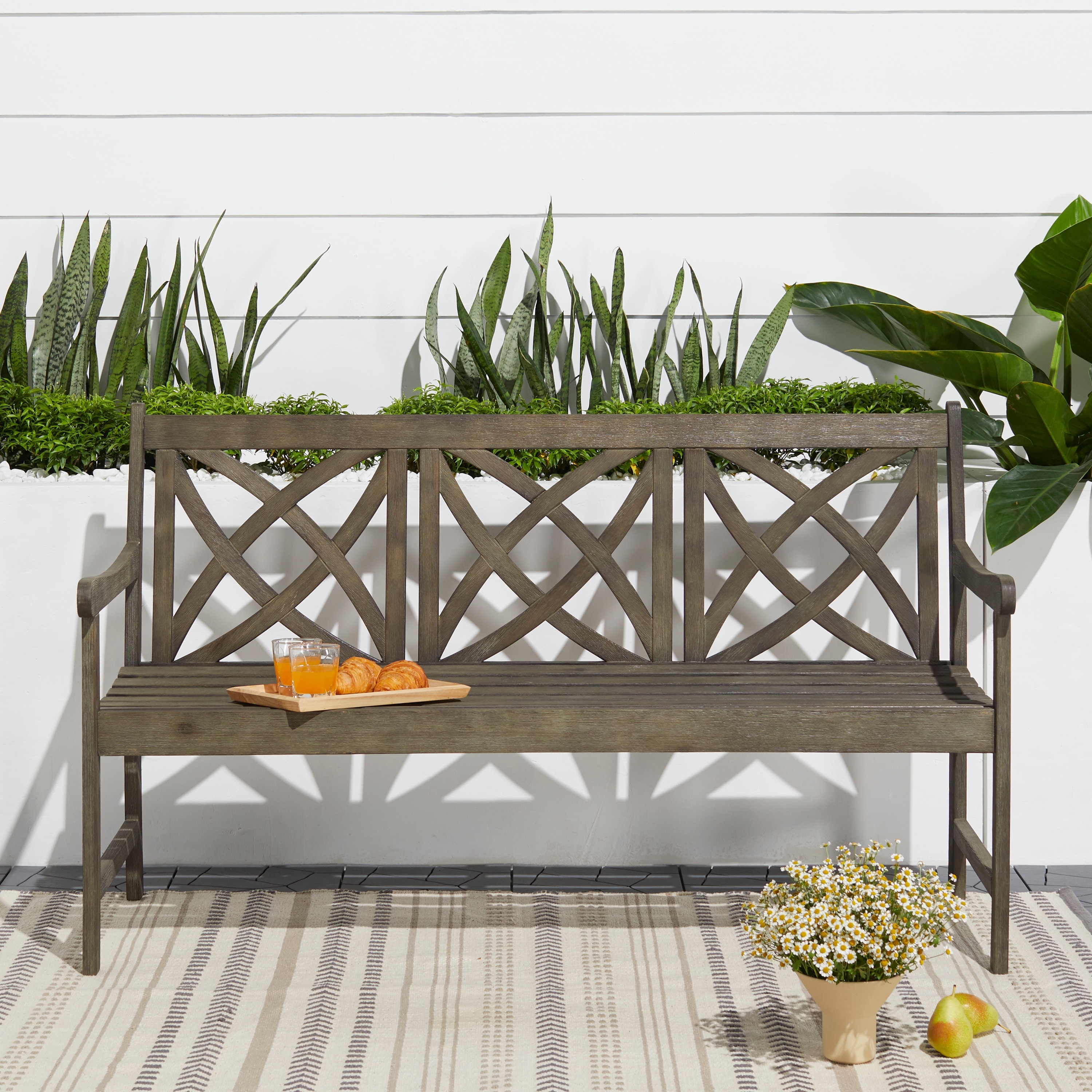 Patio Outdoor with wood Garden Benches for Park Lawn Front Porch