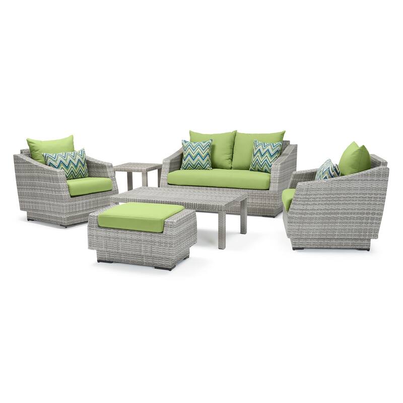 Cannes 6 Piece Sunbrella Outdoor Patio Love & Club Seating Set