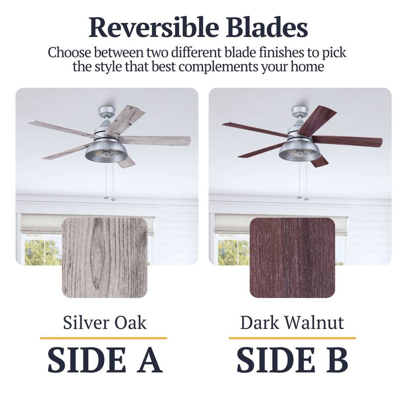 52" Prominence Home Brightondale Indoor/Outdoor Industrial Farmhouse Ceiling Fan, Damp Rated