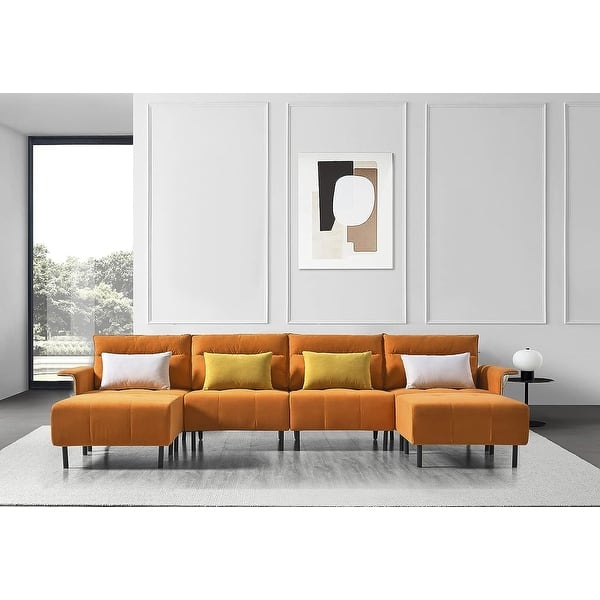 Microsuede Fabric Sectional Sofa Set Modern Ushape Couch Set with