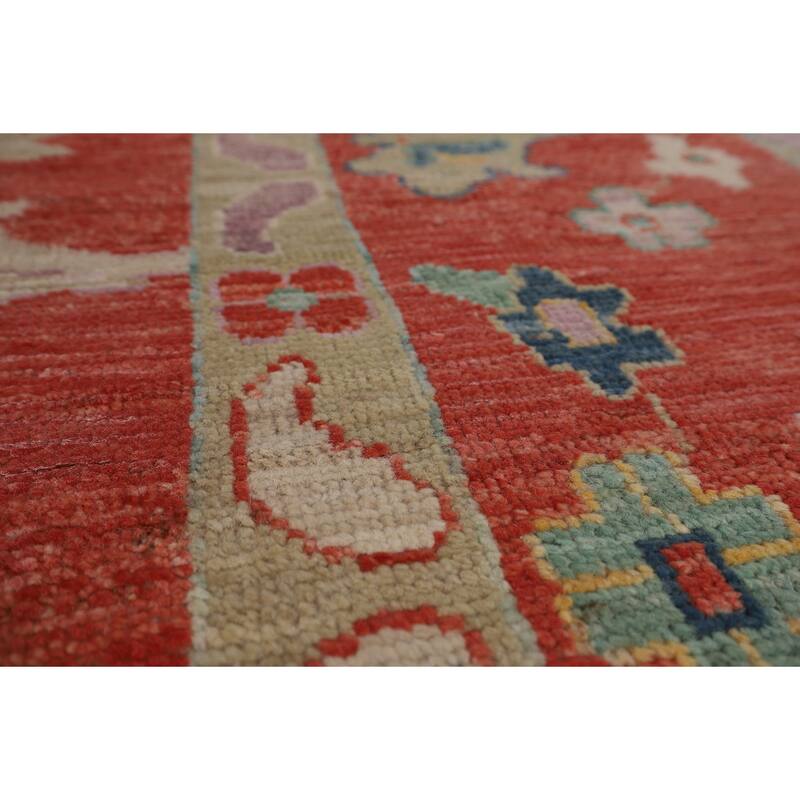 All-Over Orange Oushak Vegetable Dye Area Rug Handmade Wool Carpet - 8'11"x 11'8"
