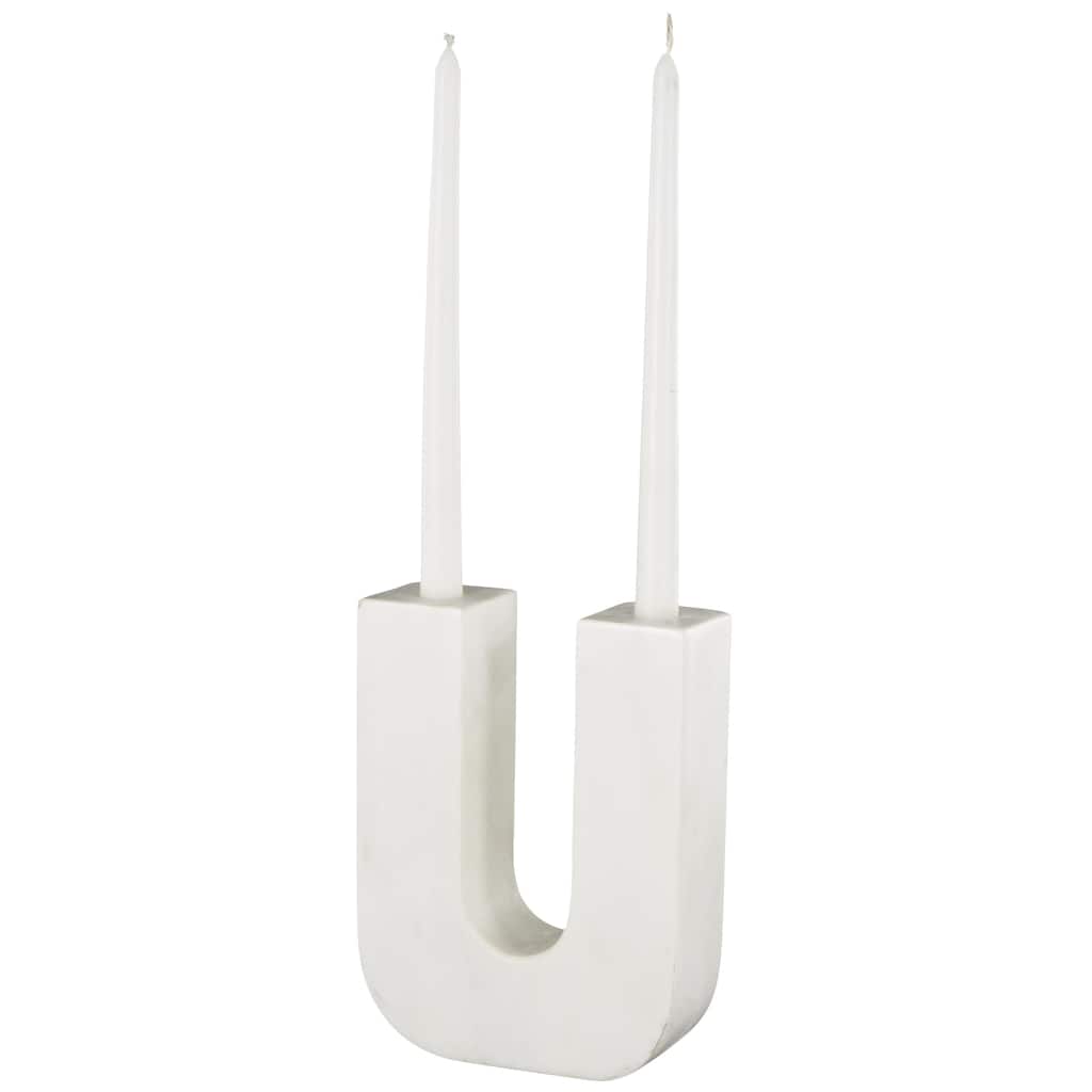 Marble Abstract U Shaped Decorative Candle Holder - White or Multi Colored - CosmoLiving by Cosmopolitan