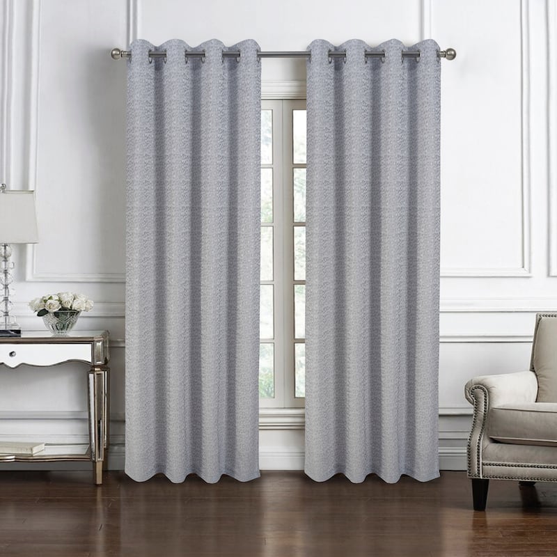 Brookfield Jacquard Grommet Window Curtain Panel - Jagger - Silver
