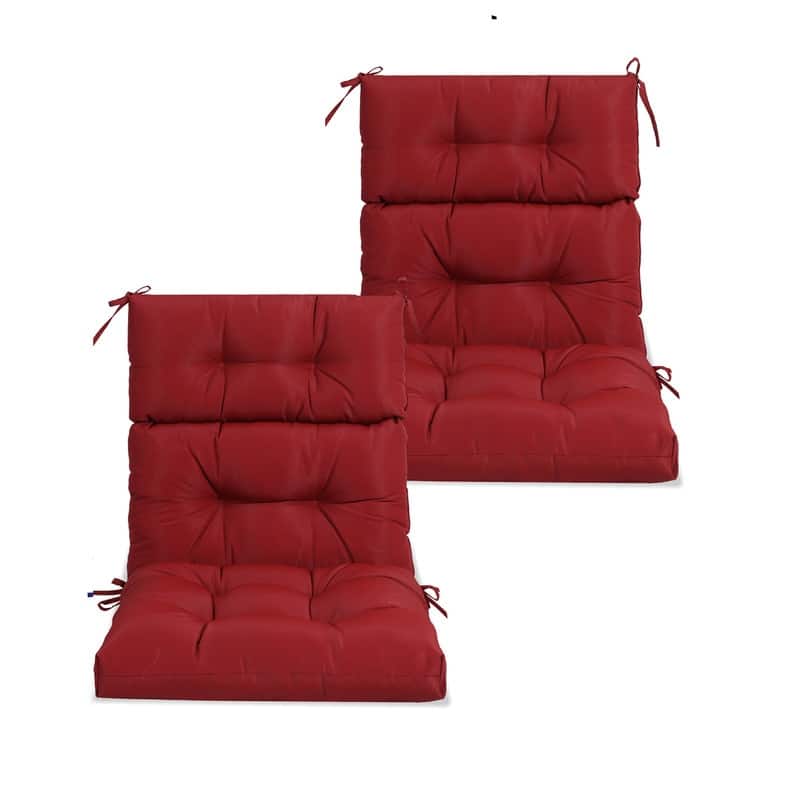 2 Pcs Set High Back Patio Chair Cushions, 44'' x 22''x 4''Tufted Rocking Chair Cushions, for Garden Porch Home Office Chair Use - 44'' x 22''x 4'' - Red