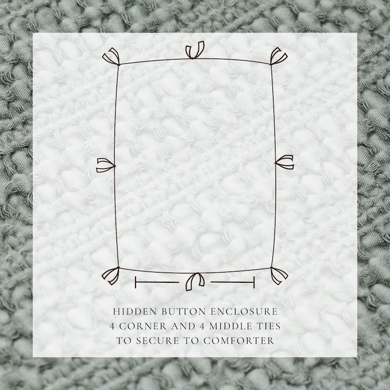 Linery & Co. 100% Cotton Reversible Honeycomb Waffle / Percale Duvet Cover Set