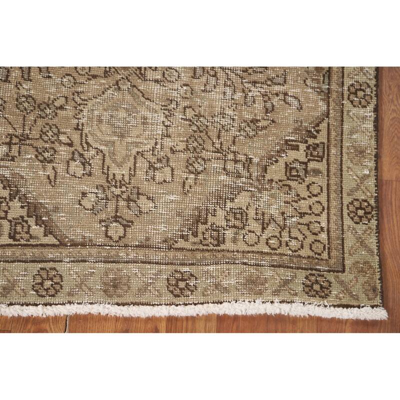 Hand Knotted Oriental 100% Wool Carpet Traditional Floral Brown Tabriz Area Rug - 4' 8'' X 3' 3''