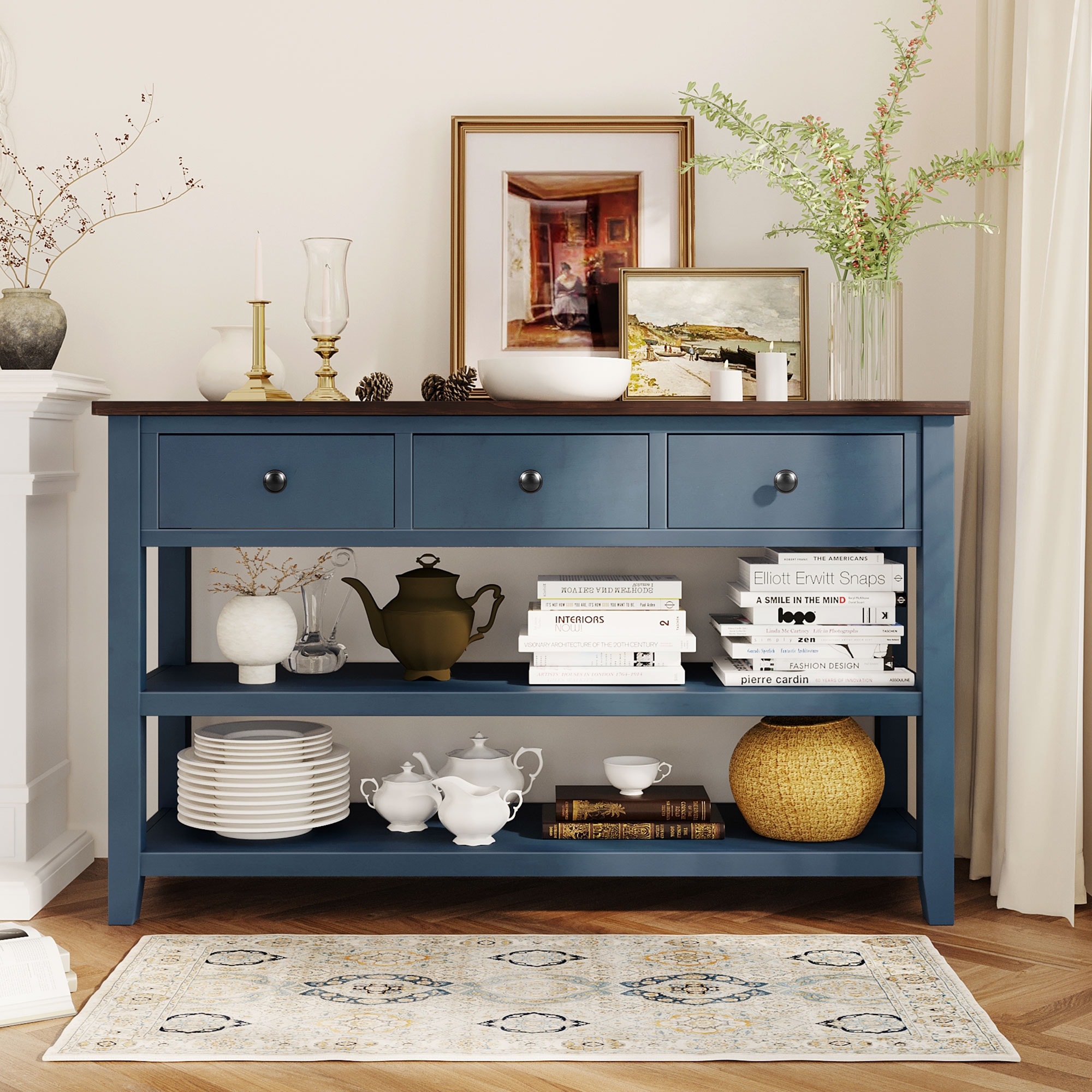 Console table with open shelves discount