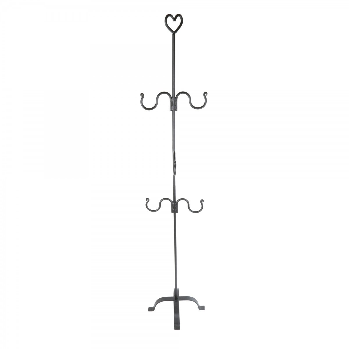 Christmas Stocking Holder Freestanding Black Wrought Iron Heart Top 6 Hooks 60 Height Renovators Supply