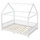 preview thumbnail 12 of 11, White Wood Full Size House Bed with Guardrail and LED