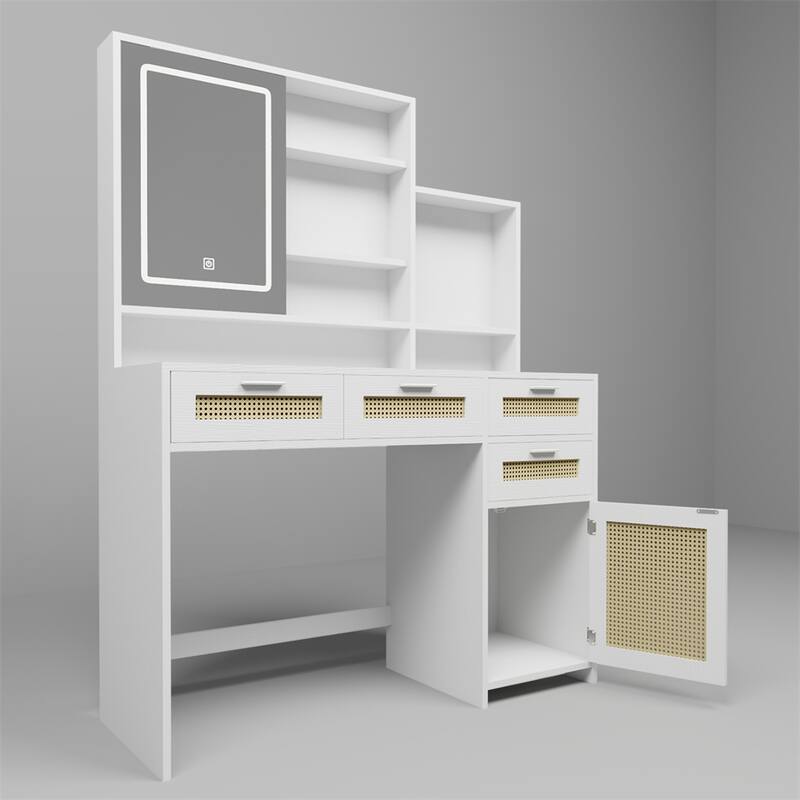 Makeup Vanity Desk with Lights in 3 Colors & Openable Mirror