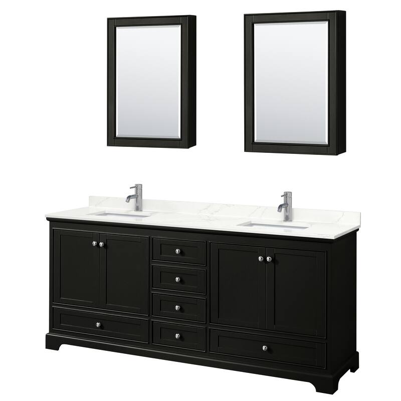 Deborah 80-inch Double Vanity, Quartz Top, Medicine Cabinets