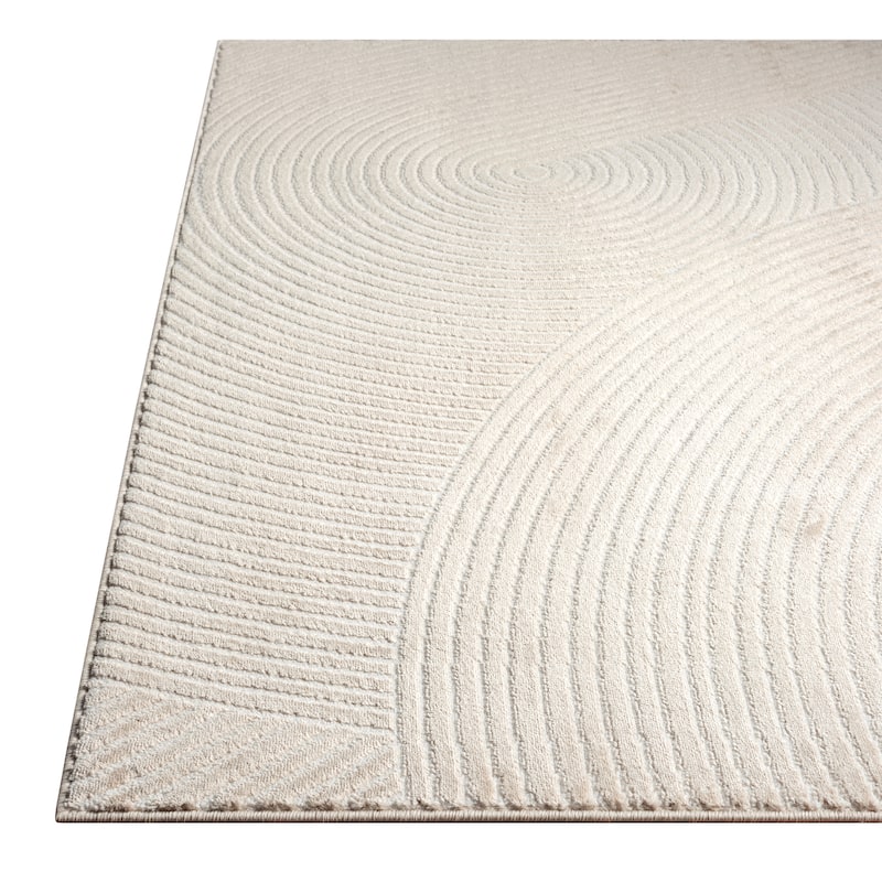 Abani Neutral NTL130 Zen Reiki Circles Area rug