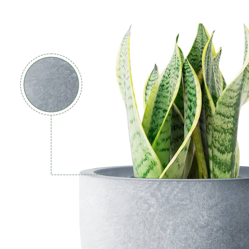 Durx-litecrete Lightweight Concrete Modern Seamless Round Cement Color Planter-Set of 3: 9.8x9.8x9,13.8x13.8x11.8,17.7x17.7x17i