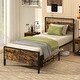 preview thumbnail 5 of 6, Sturdy Twin Metal Platform Bed Frame with Wooden Headboard