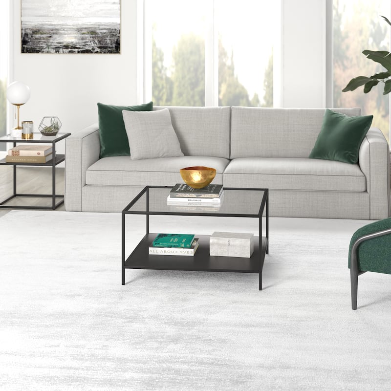 Sivil 32" Square Coffee Table with Shelf