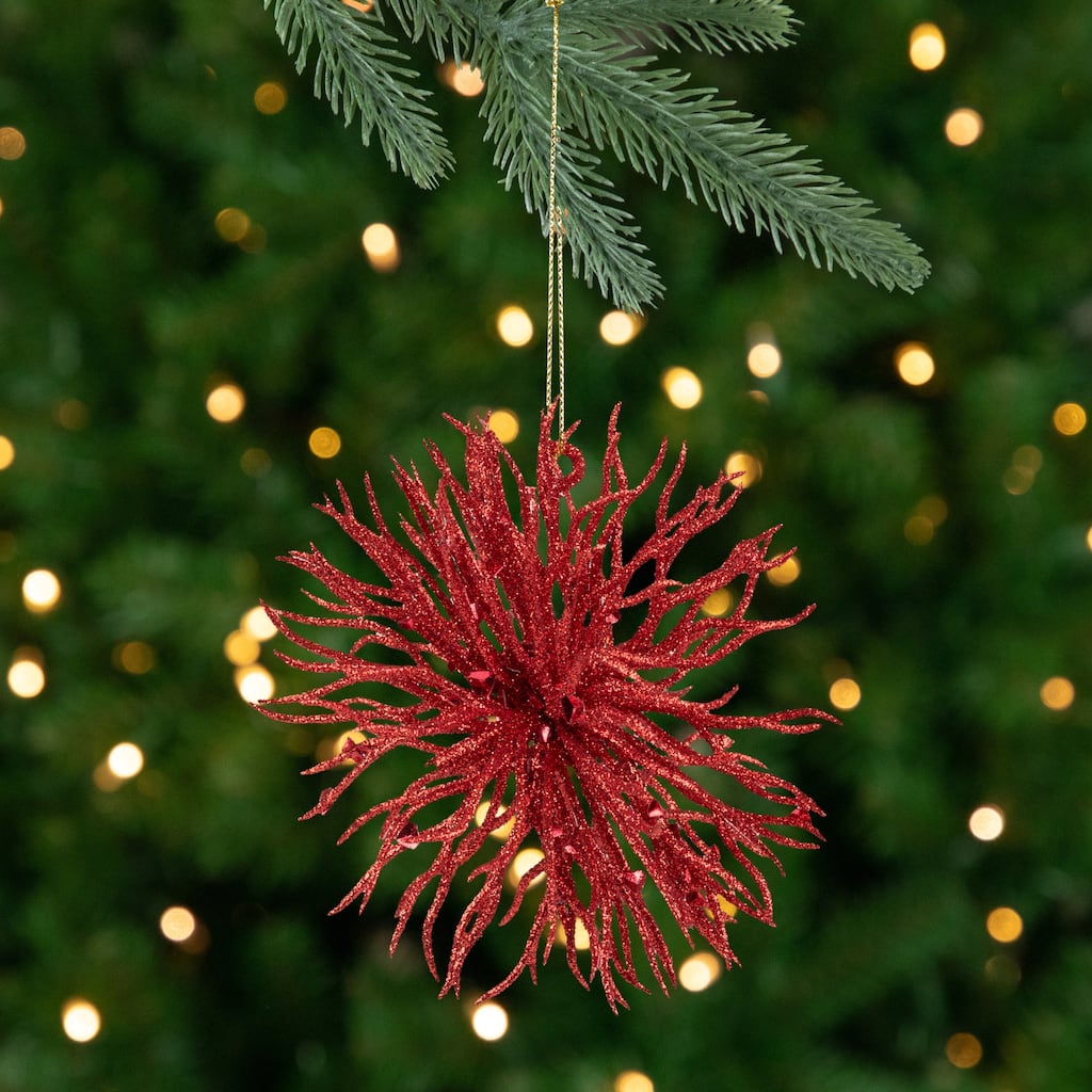 Starburst Hanging Christmas Ornament - 4.5" - Red